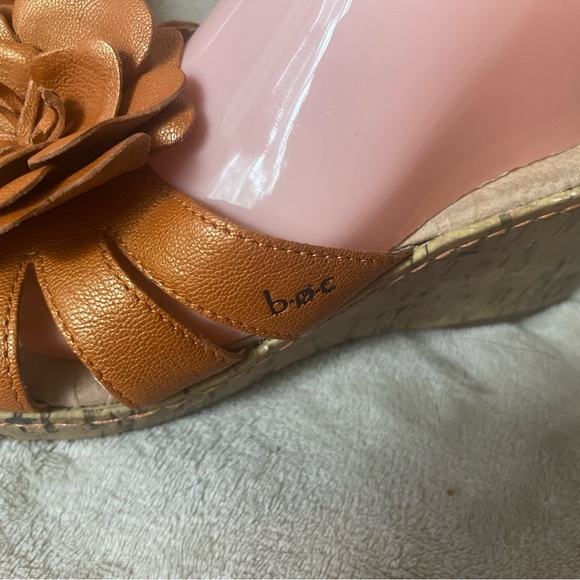 BOC Sandals Women's 9 Orange Floral Cork Wedge Slip On Cushioned Comfort Shoes - Picture 4 of 15